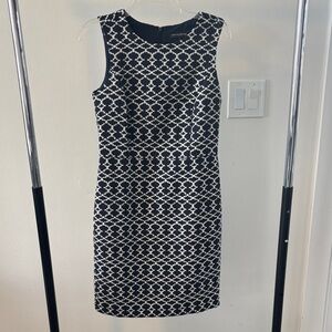 Banana Republic Navy and White Patterned Dress